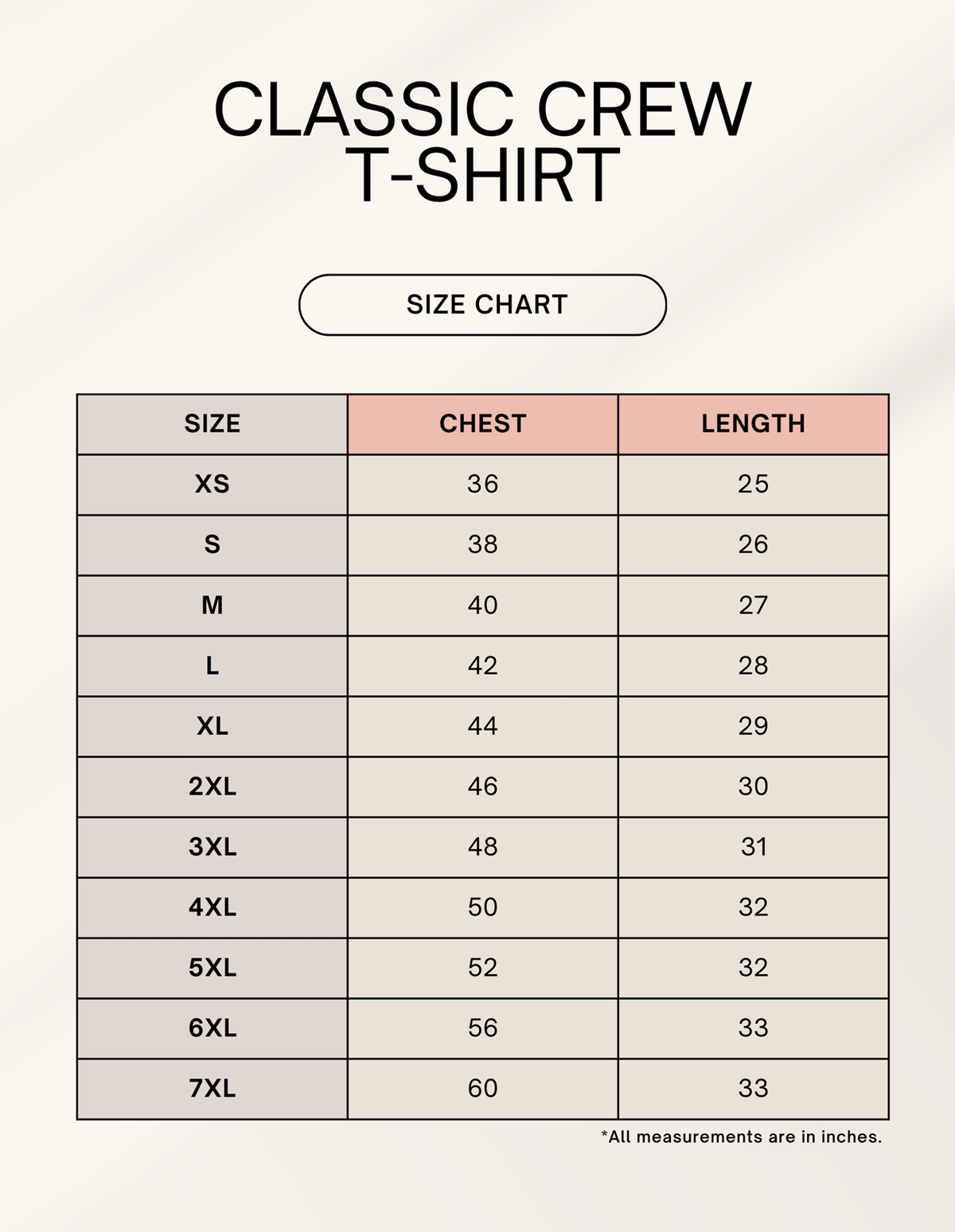 Size Guide for ∞ Faith