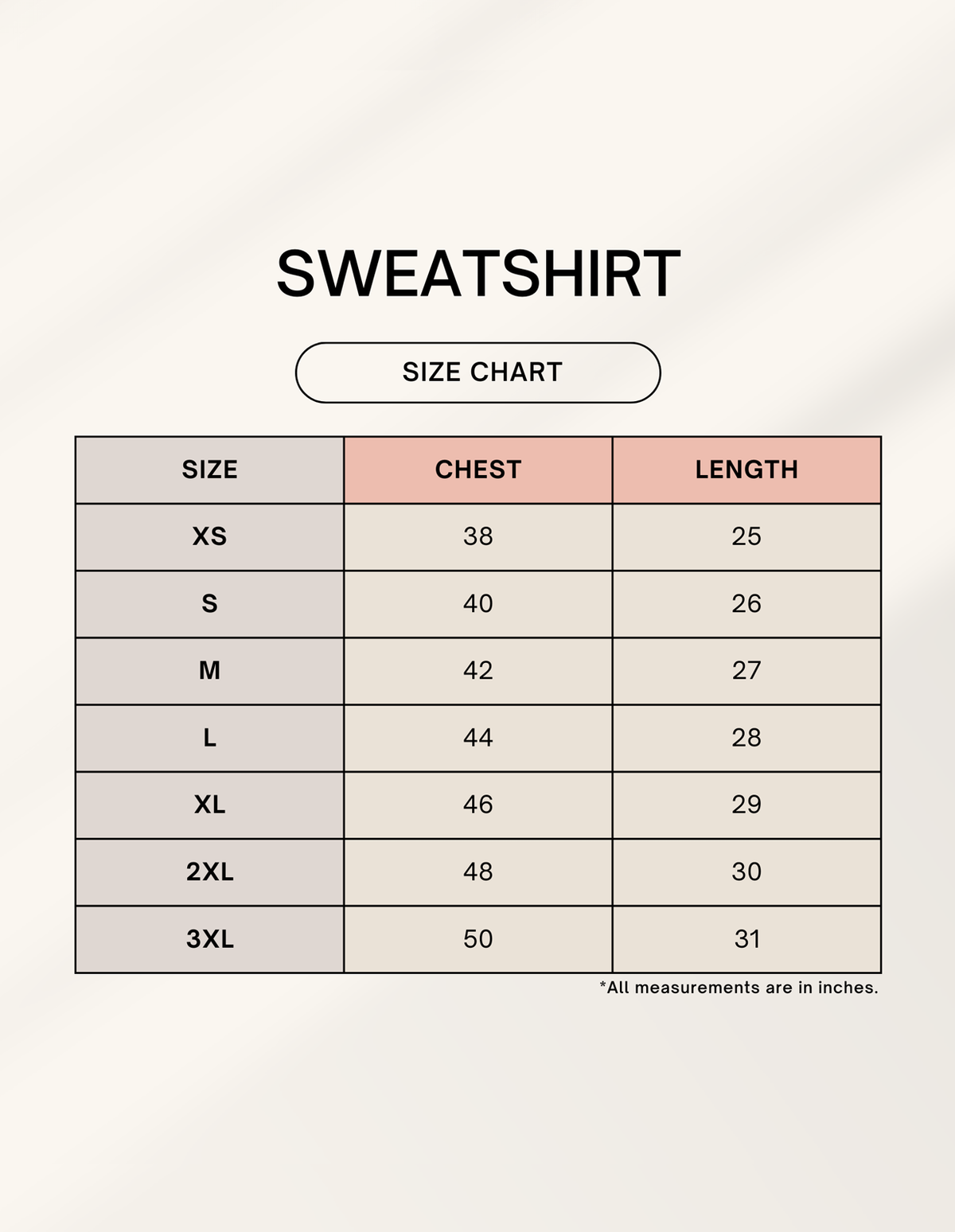 Size Guide for IDGAF Sweatshirt